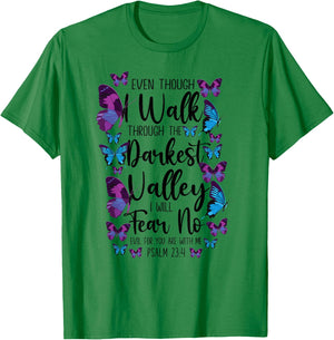 Christian Bible Verse Quote Butterfly Psalm 23:4 T-Shirt - T-Shirt | Irish Green