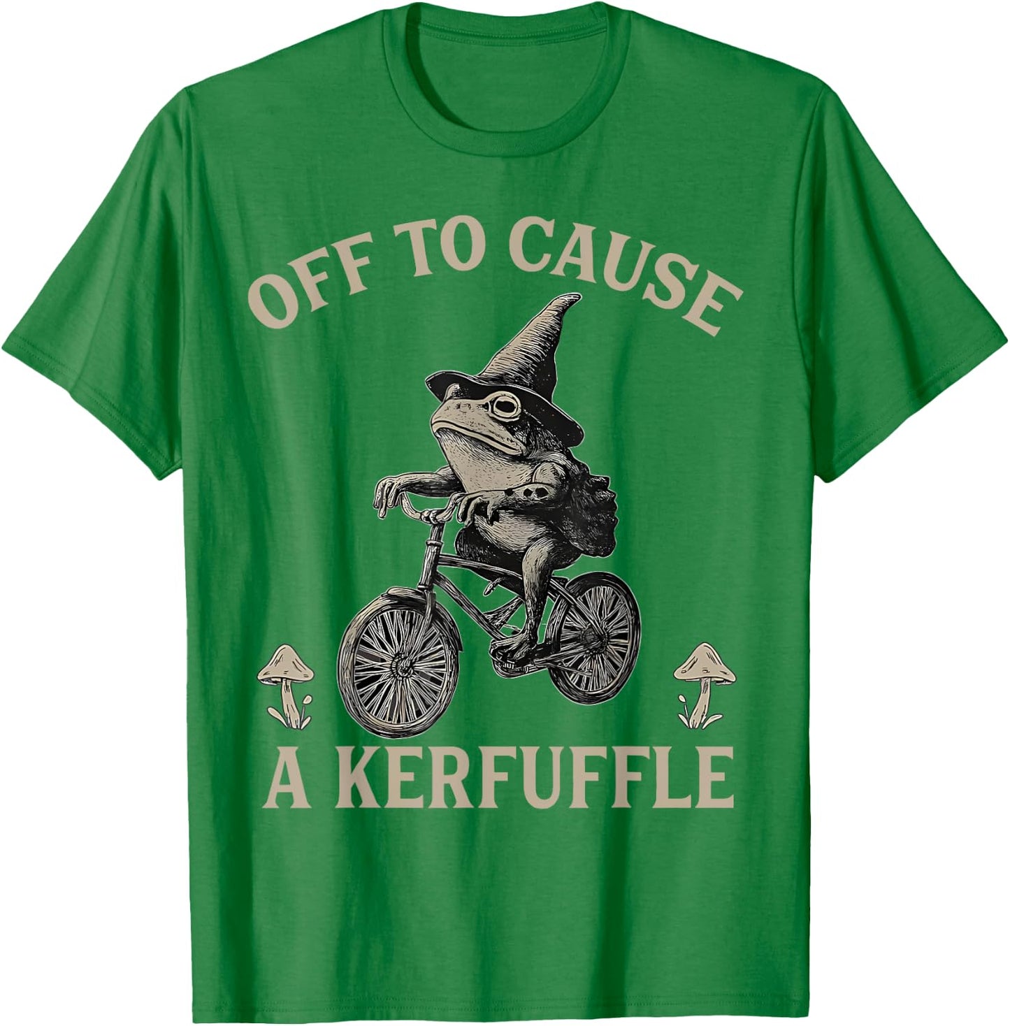 Sarcasm Frog Riding Bicycle Humor Off To Cause A Kerfuffle T-Shirt - T-Shirt | Irish Green