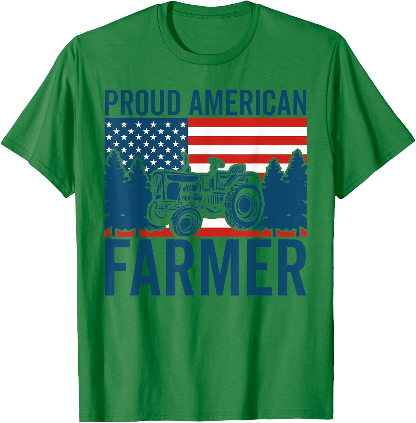 Proud American Farmer Tractor USA Flag Patriotic Farming T-Shirt - T-Shirt | Irish Green