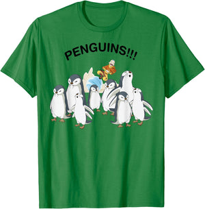 Avatar: The Last Airbender Aang And Penguins!! Portrait T-Shirt - T-Shirt | Irish Green