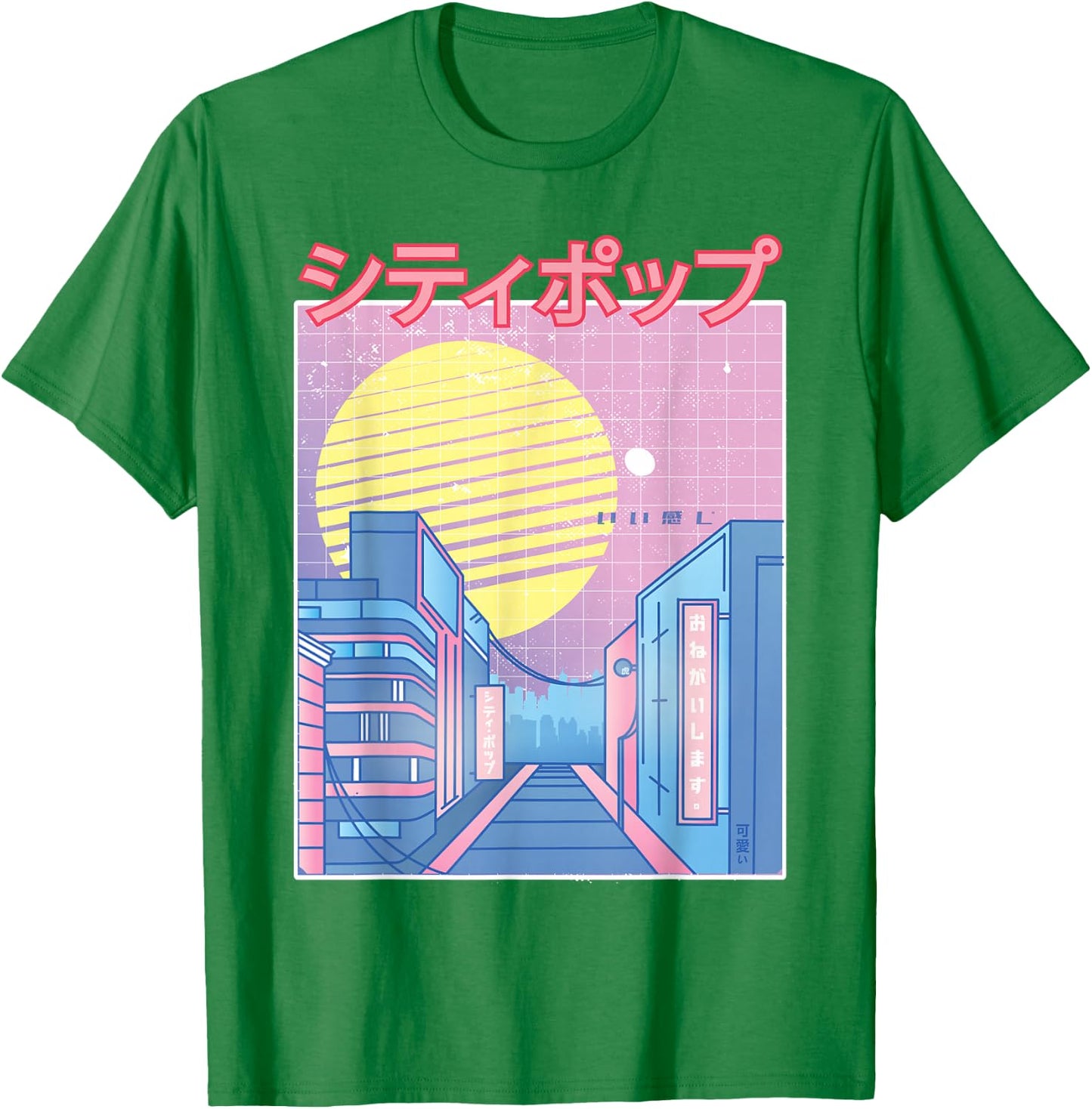 Japan City Pop Kawaii 80s Japanese Anime Music Aesthetic T-Shirt - T-Shirt | Irish Green