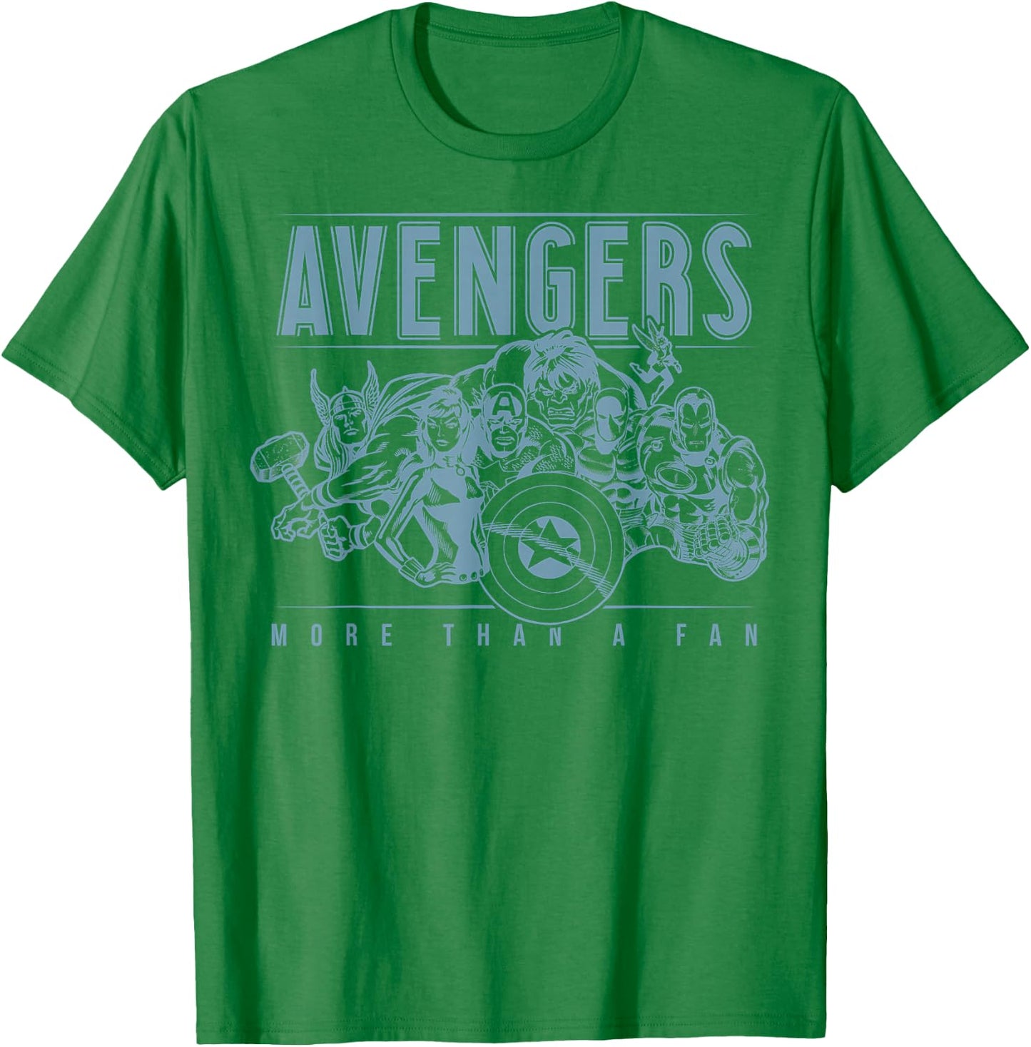 Marvel Avengers More Than A Fan Vintage Outline Small T-Shirt - T-Shirt | Irish Green