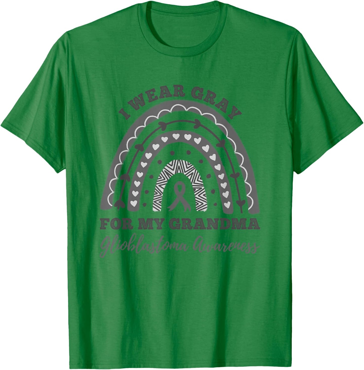 I Wear Gray For My Grandma Glioblastoma Awareness Rainbow T-Shirt - T-Shirt | Irish Green