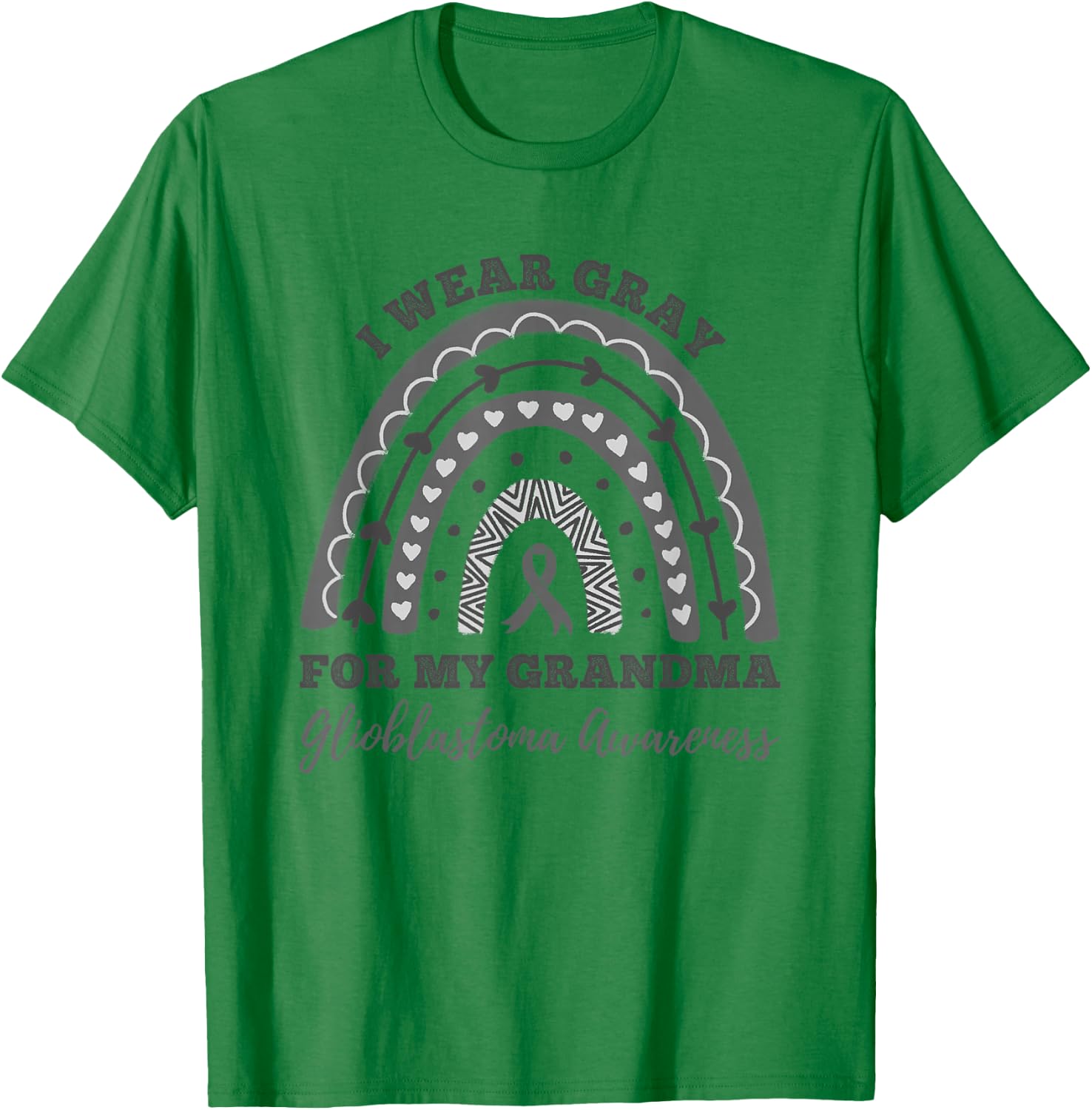 I Wear Gray For My Grandma Glioblastoma Awareness Rainbow T-Shirt - T-Shirt | Irish Green