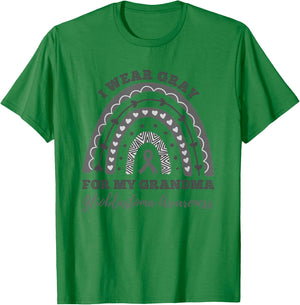 I Wear Gray For My Grandma Glioblastoma Awareness Rainbow T-Shirt - T-Shirt | Irish Green
