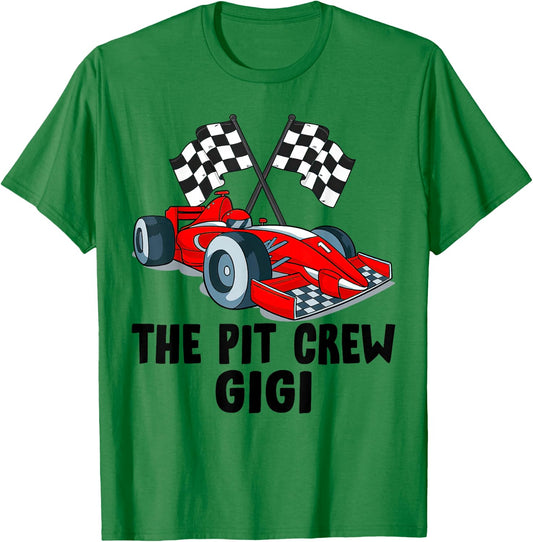 Gigi Pit Crew Race Car Birthday Party Racing Family T-Shirt - T-Shirt | Irish Green