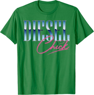 Diesel Chick Trucker Truck Driver Funny Women Retro Vintage T-Shirt - T-Shirt | Irish Green