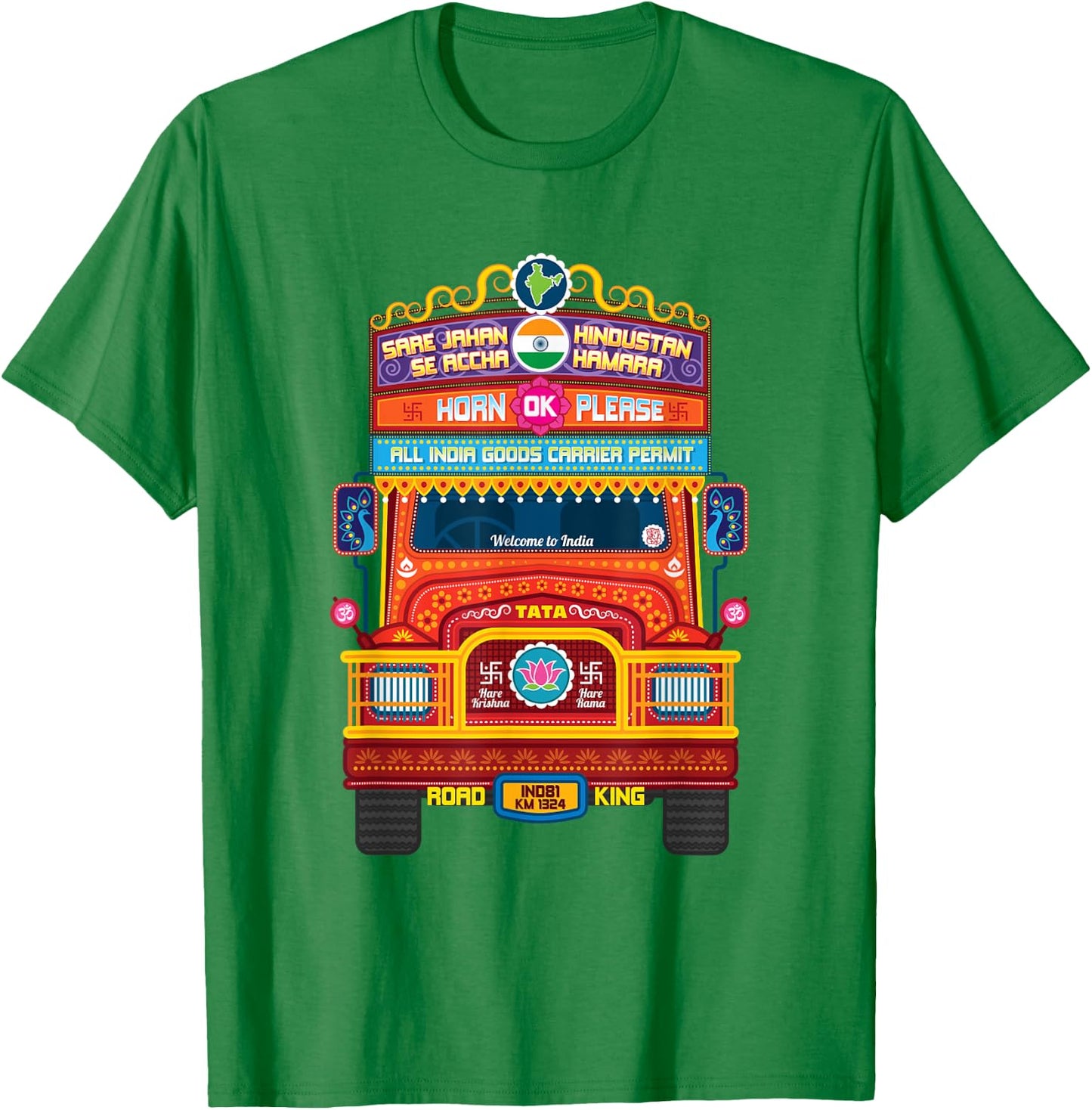 Traditional Indian Truck, South Asian, Horn Ok Please T-Shirt - T-Shirt | Irish Green