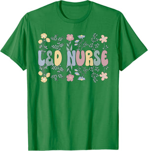 Groovy L&D Nurse Labor And Delivery Nurse Flowers T-Shirt - T-Shirt | Irish Green