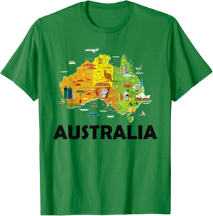 Australia Australian Elements Fun Map Ocenia Small T-Shirt - T-Shirt | Irish Green