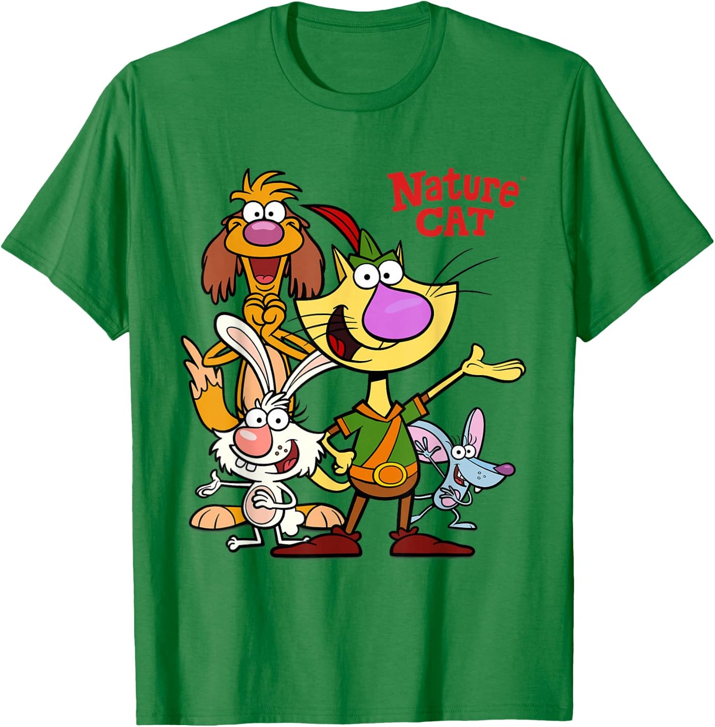 Nature Cat and Friends T-Shirt - T-Shirt | Irish Green