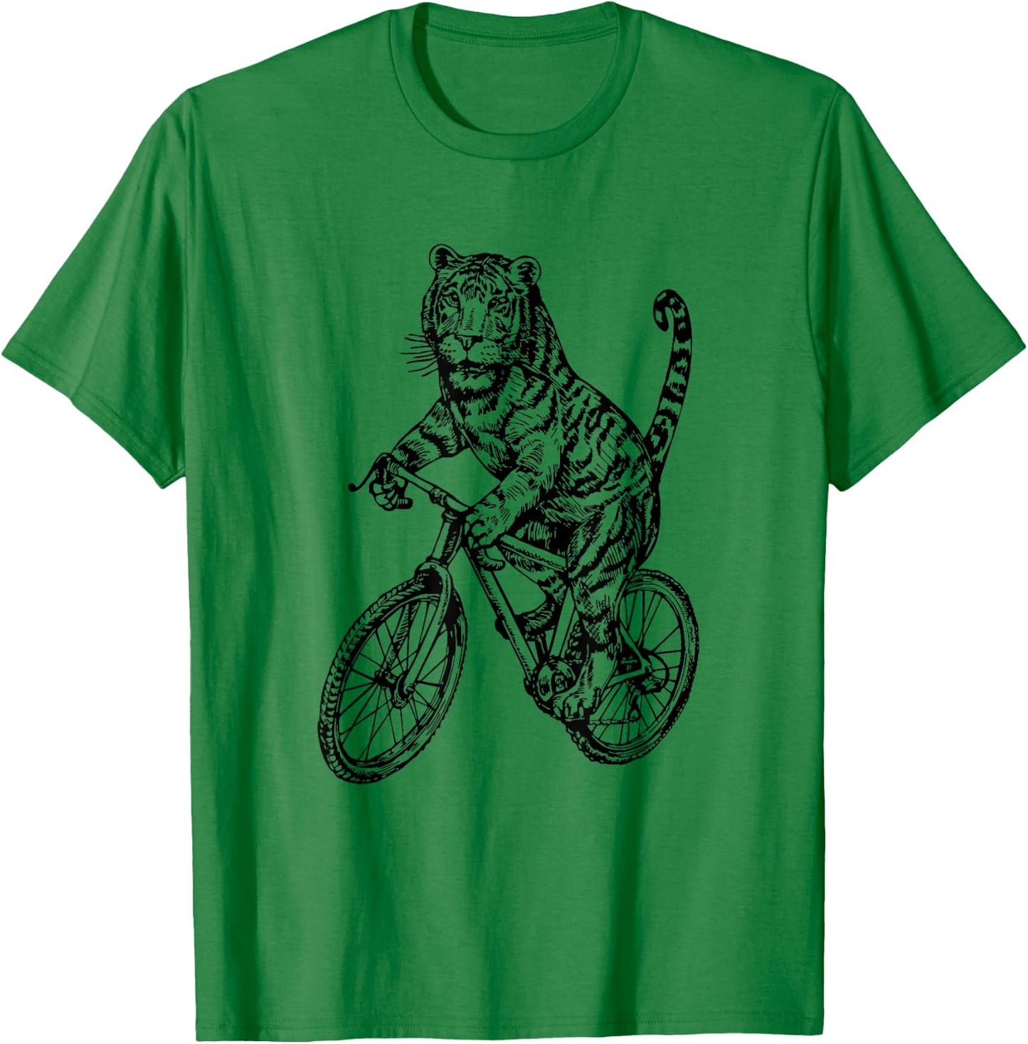 Tiger Cycling Bicycle Funny Biker Animal Biking Cool Bike T-Shirt - T-Shirt | Irish Green