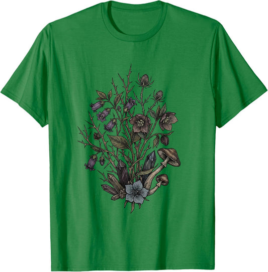 Dark Cottagecore Whimsigoth Dried Flowers Witchy Nature T-Shirt - T-Shirt | Irish Green