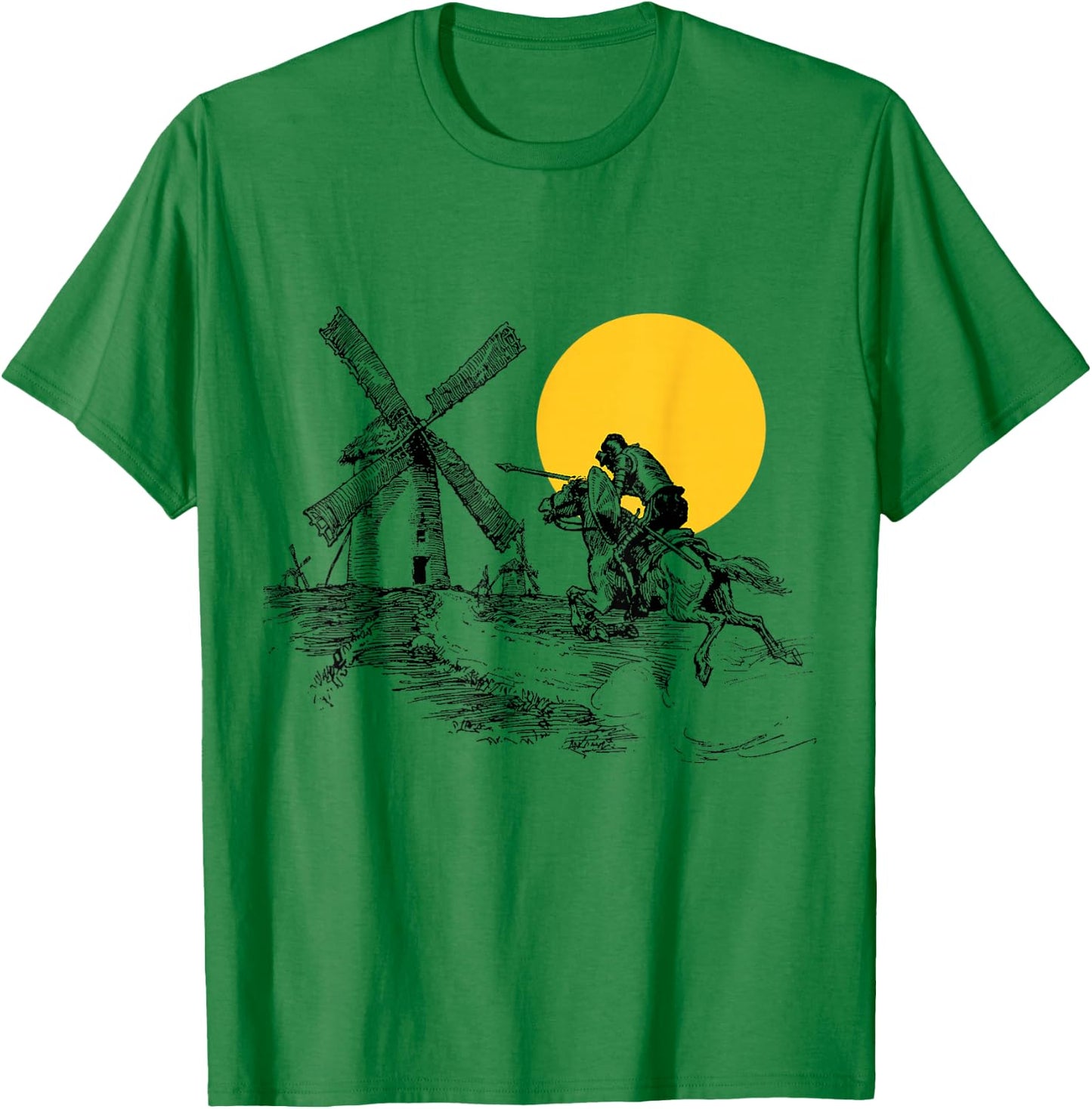Don Quixote Windmill in Sunshine T-Shirt - T-Shirt | Irish Green