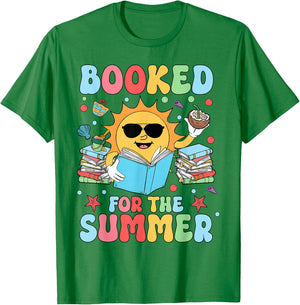Groovy Booked For The Summer Sun Bookish Reading Librarian T-Shirt - T-Shirt | Irish Green