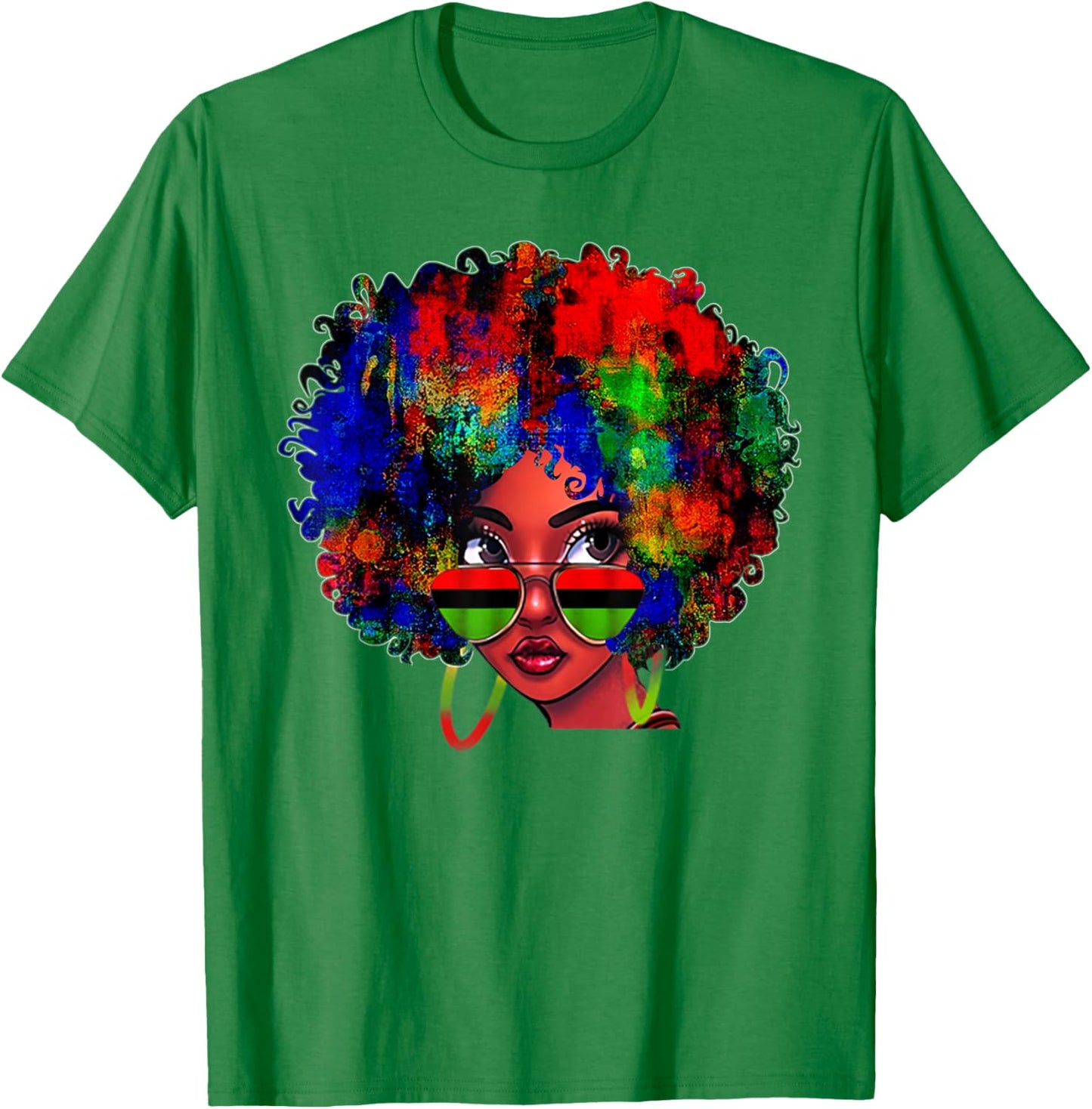 Black Queen Afro Beauty Melanin Black History Pride Art T-Shirt - T-Shirt | Irish Green