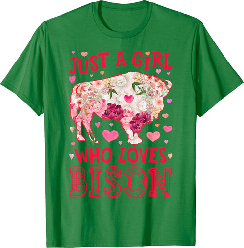 Bison Just A Girl Who Loves Buffalo Flower Women Cute Floral