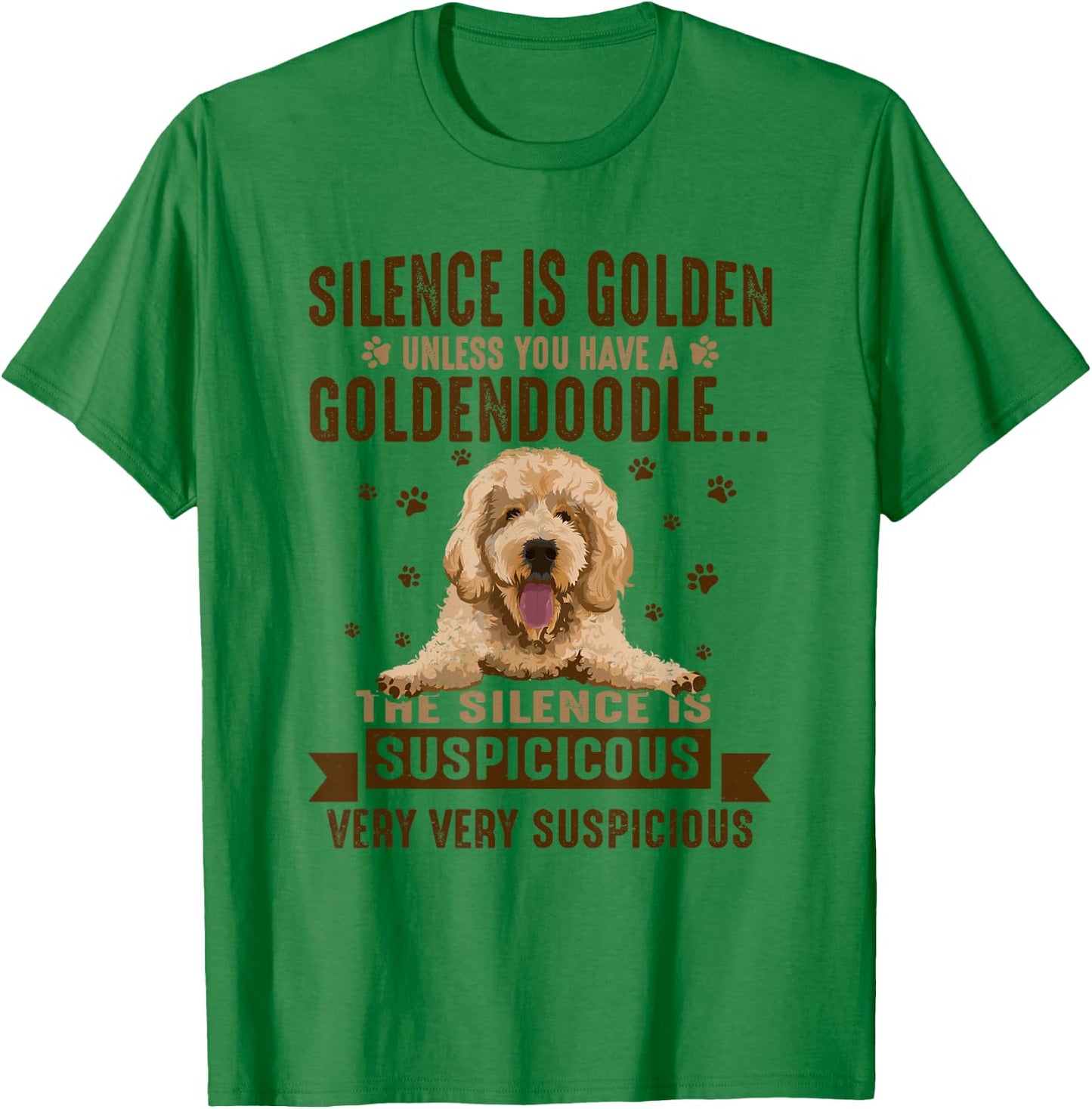 Silence Is Golden Unless You Have A Goldendoodle Dog Lover Men Women Kids T-Shirt - T-Shirt | Irish Green