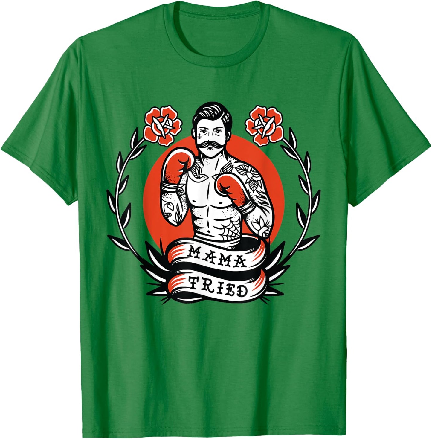 Boxer American Traditional Tattoo Old School Boxing Flash T-Shirt - T-Shirt | Irish Green