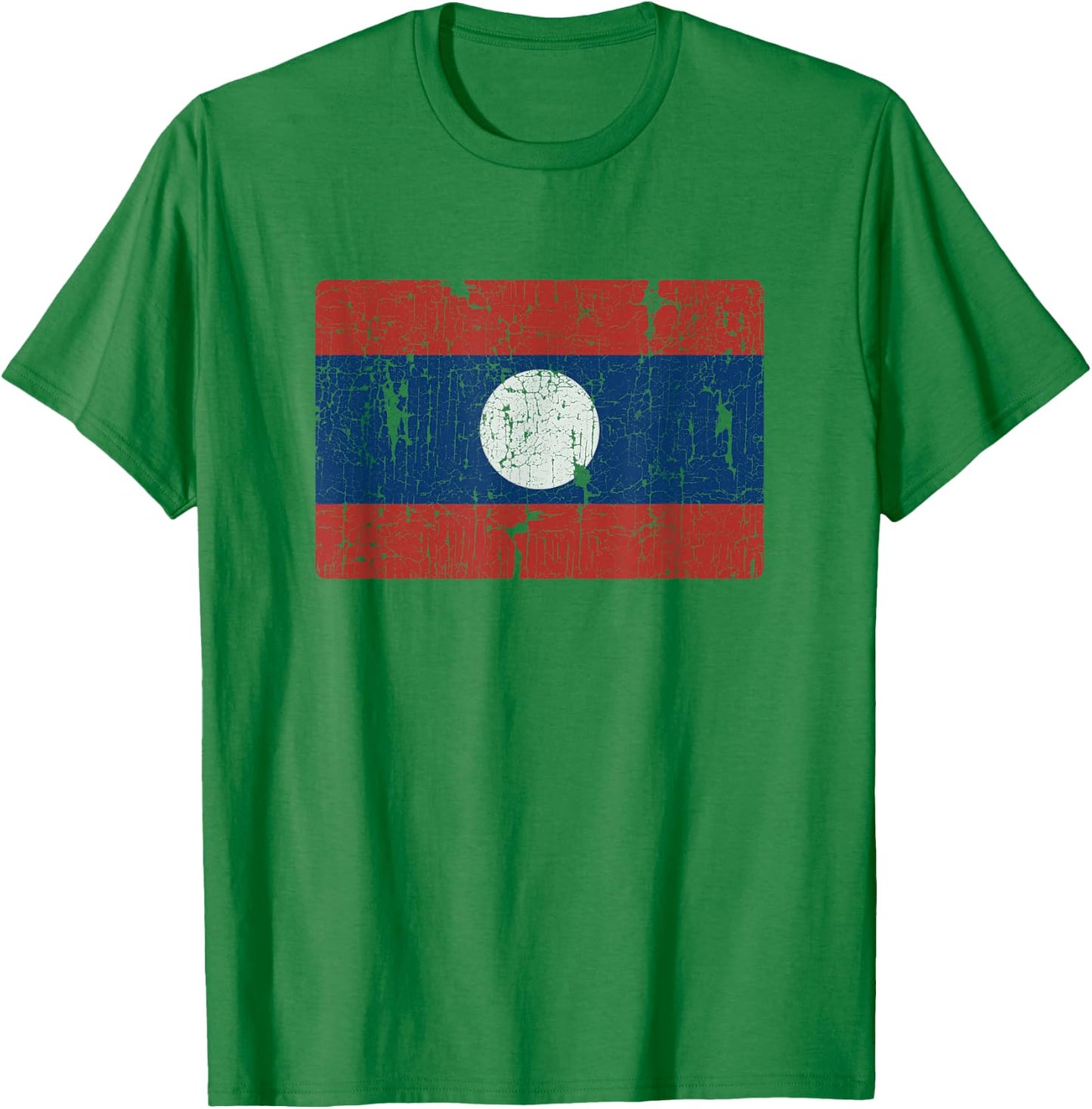 Vintage Laotian Flag of Laos Souvenir Men Women Kids T-Shirt - T-Shirt | Irish Green