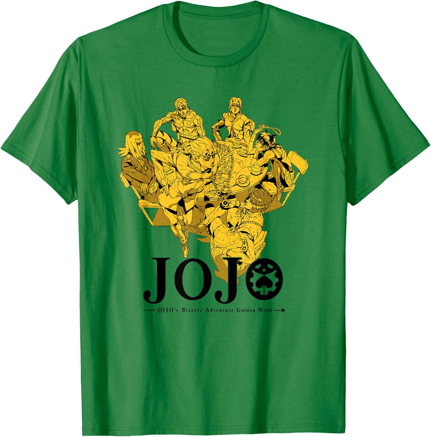JoJo's Bizarre Adventure Golden Wind Bruno's Gang Gold Anime T-Shirt - T-Shirt | Irish Green