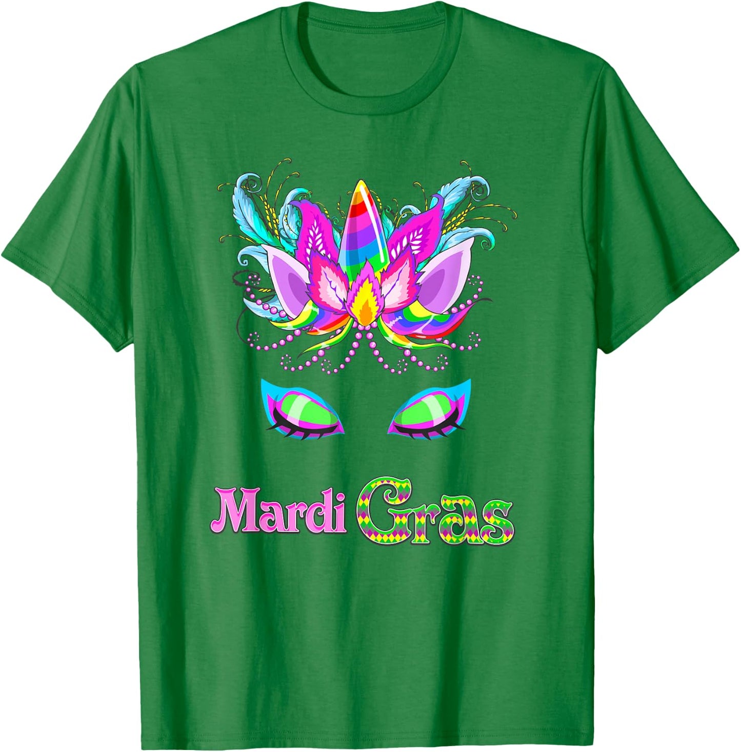 Girls Unicorn Mardi Gras T Shirt, New Orleans Family Parade T-Shirt - T-Shirt | Irish Green