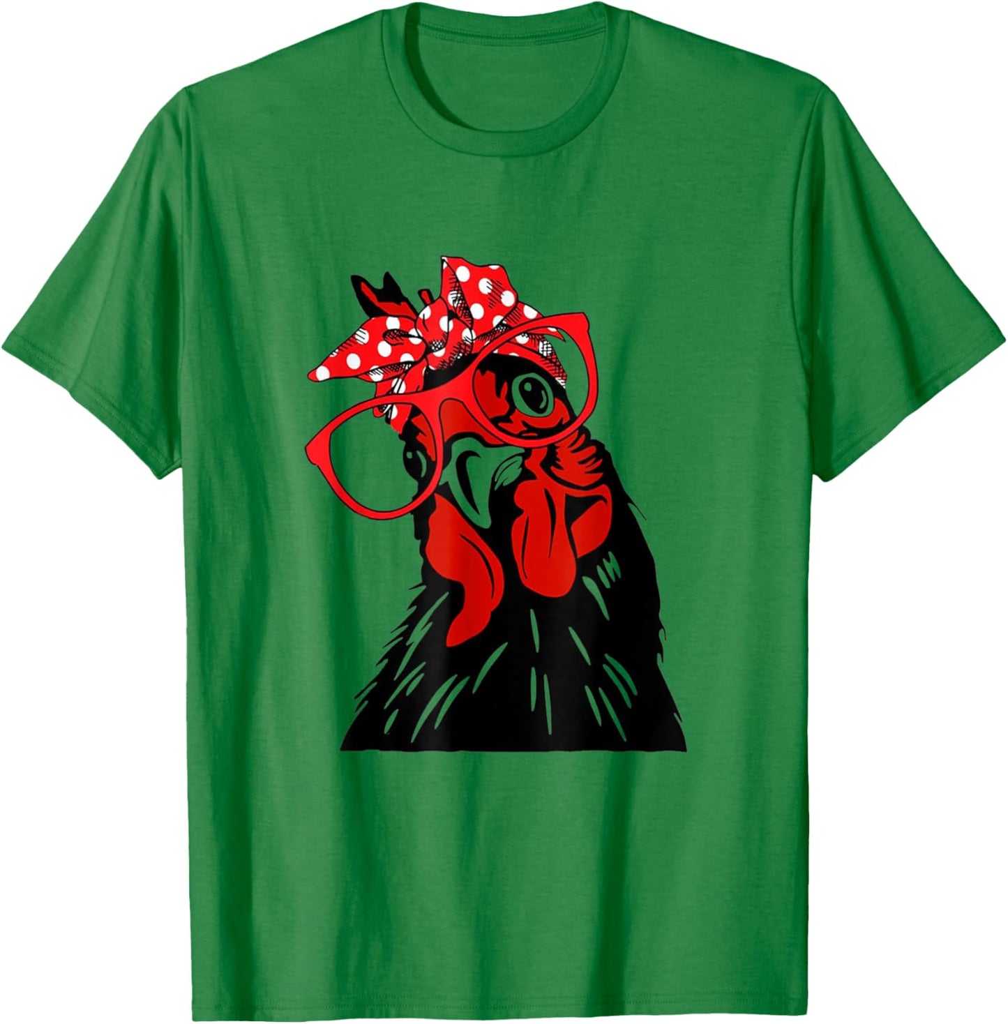 Chicken with bandana headband and glasses cute T-Shirt - T-Shirt | Irish Green