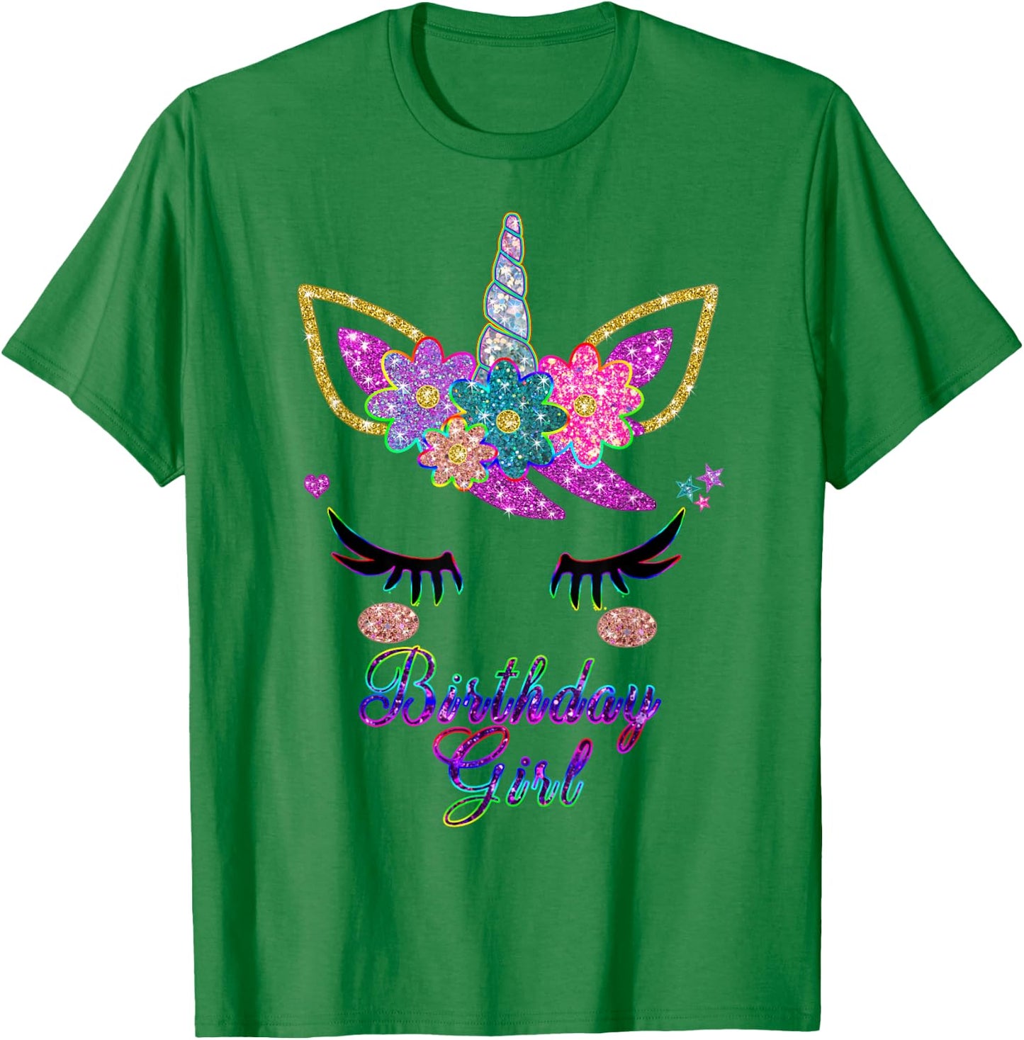 Rainbow Unicorn Birthday , Birthday Girl Outfit T-Shirt - T-Shirt | Irish Green