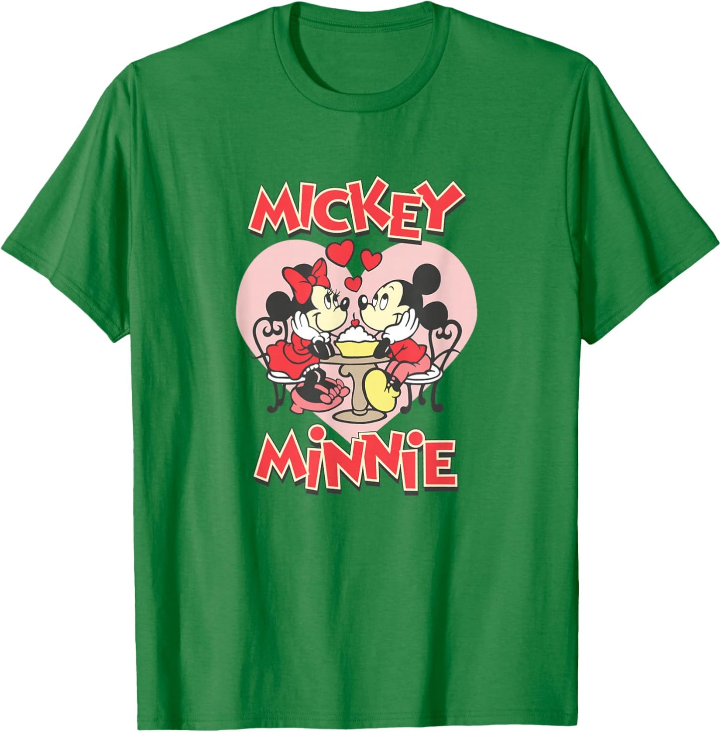Disney Mickey Valentine's Day Mickey & Minnie Hearts T-Shirt - T-Shirt | Irish Green