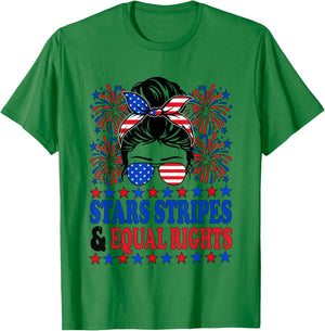 Stars Stripes and Equal Rights 4th of July Women's Rights T-Shirt - T-Shirt | Irish Green