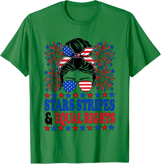 Stars Stripes and Equal Rights 4th of July Women's Rights T-Shirt - T-Shirt | Irish Green