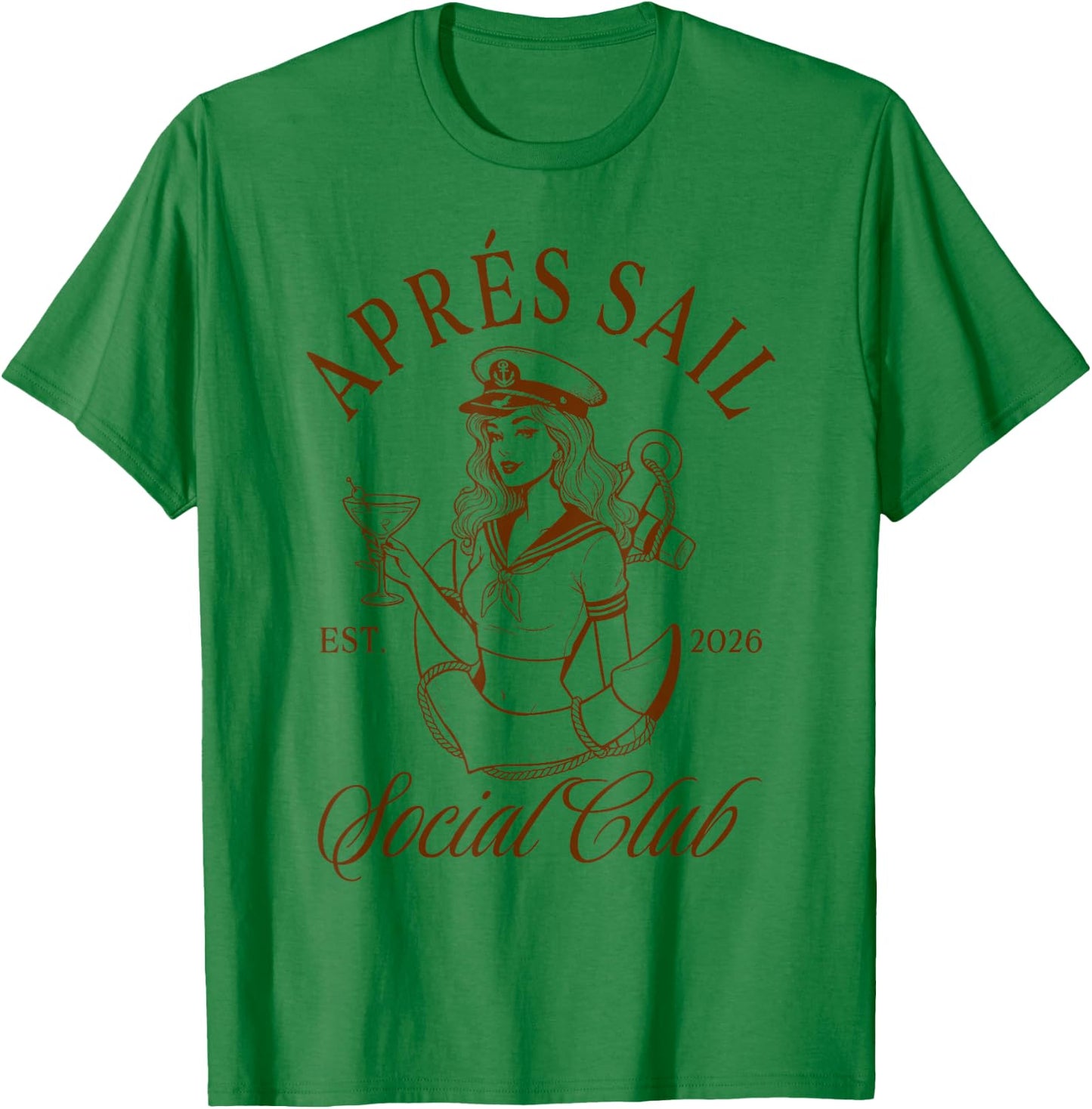 Girls Trip Fishing Lover Apres Sail Social Club Est. 2026 T-Shirt - T-Shirt | Irish Green