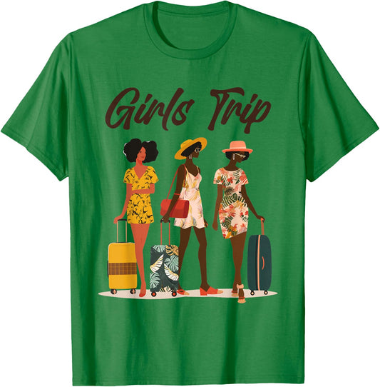 Black Women Girls Trip Afro Queen Melanin African American T-Shirt - T-Shirt | Irish Green