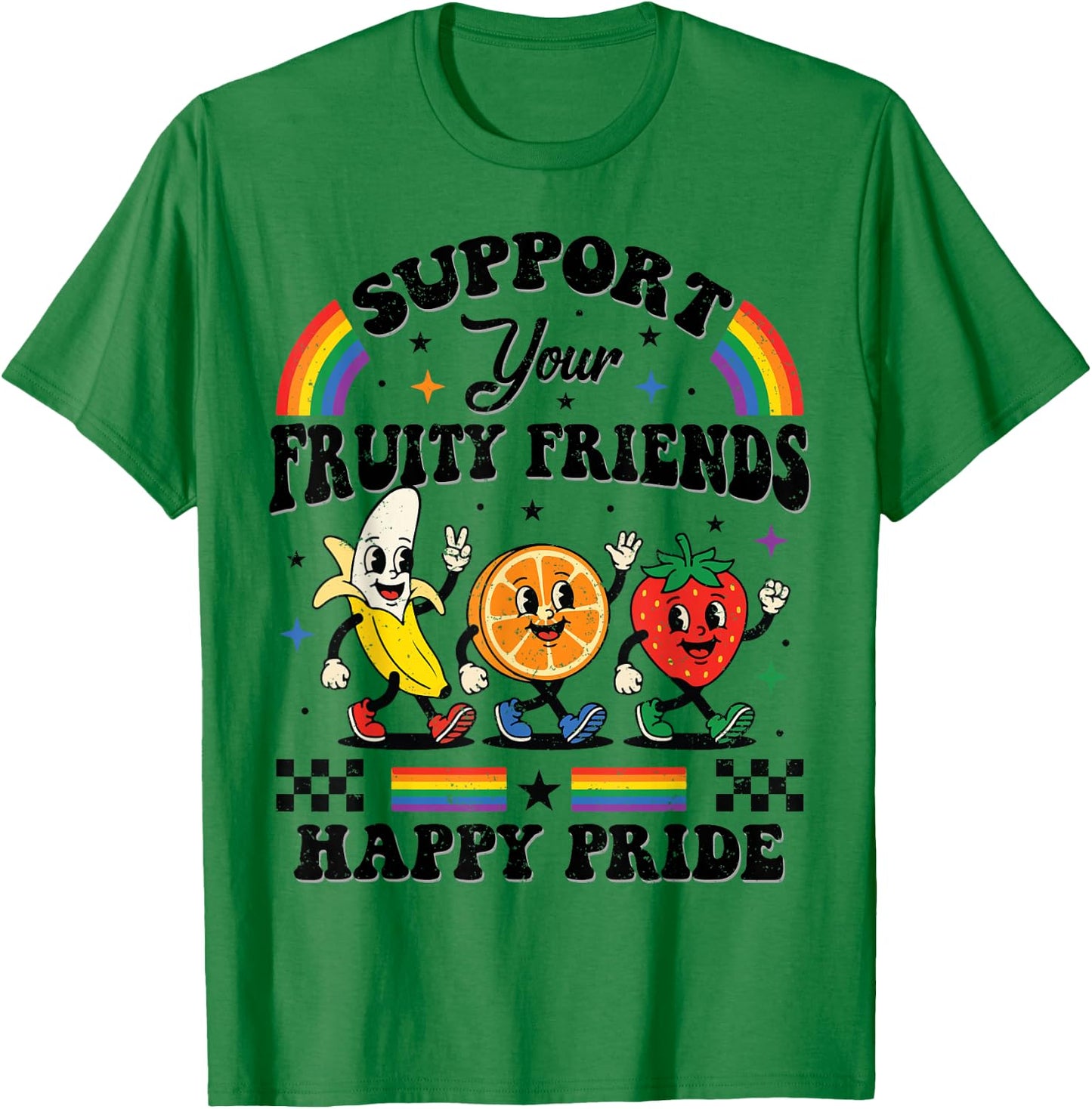 Funny Support Your Fruity Friends Gay LGBTQ Ally Pride Month T-Shirt - T-Shirt | Irish Green