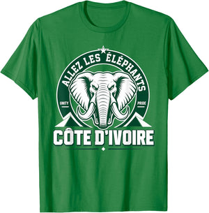 Ivory Coast Pride Cote D'Ivoire Heritage Elephant Flag T-Shirt - T-Shirt | Irish Green