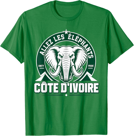 Ivory Coast Pride Cote D'Ivoire Heritage Elephant Flag T-Shirt - T-Shirt | Irish Green