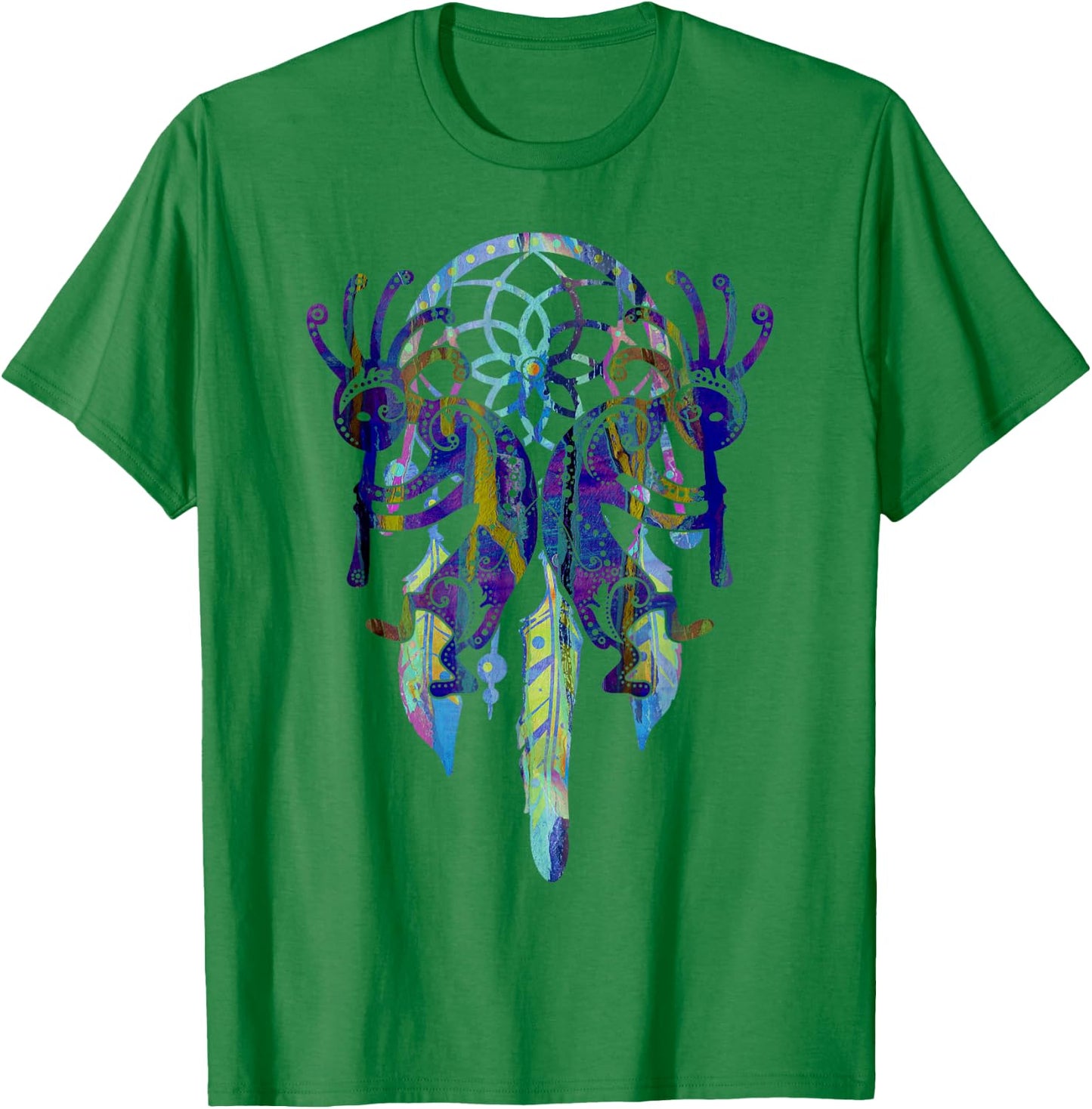 Kokopelli Dreamcatcher Watercolor Painting 1 - Fan Fun T-Shirt - T-Shirt | Irish Green