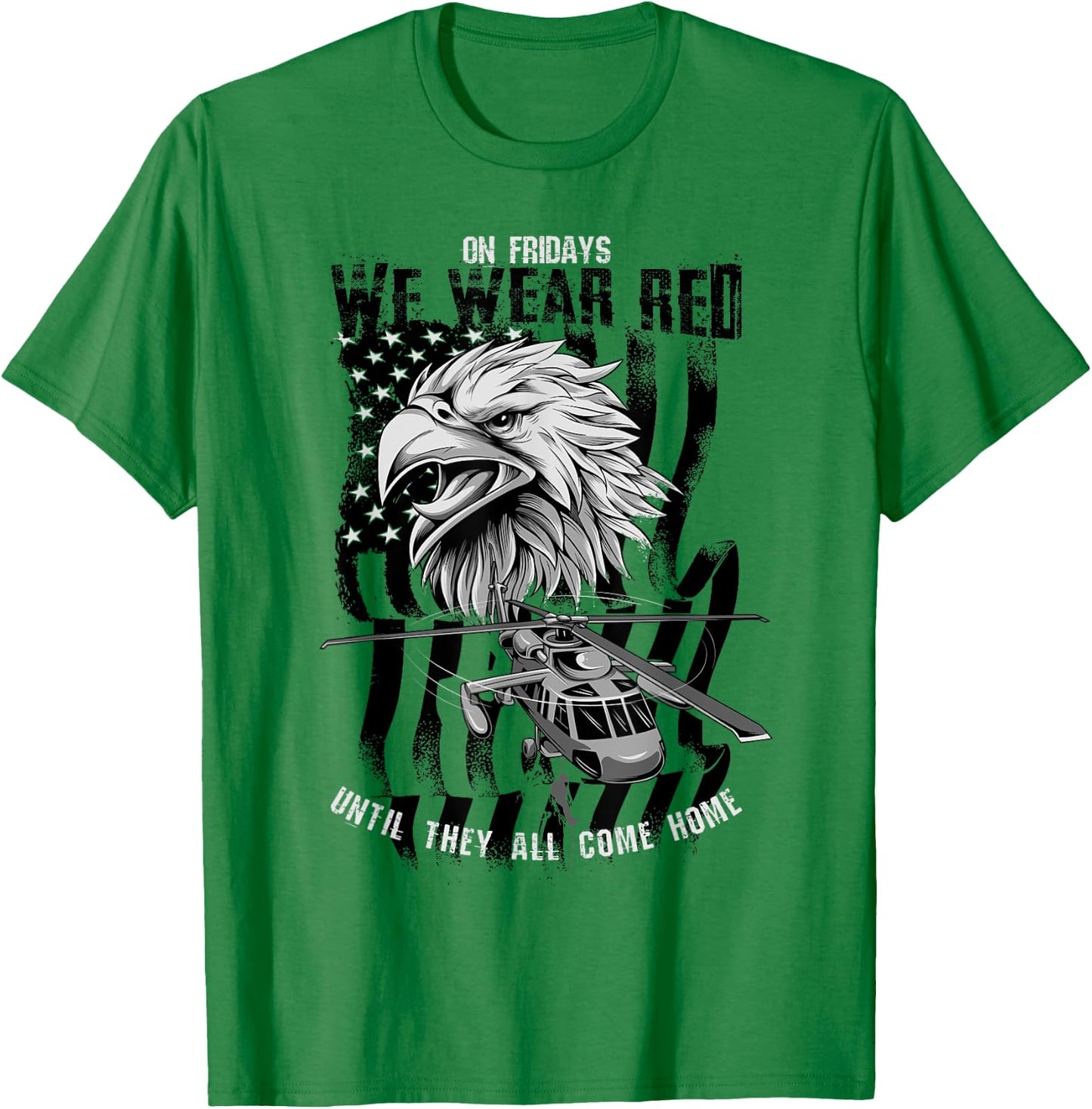Red Friday Military Remember Everyone Deployed Eagle Flag T-Shirt - T-Shirt | Irish Green