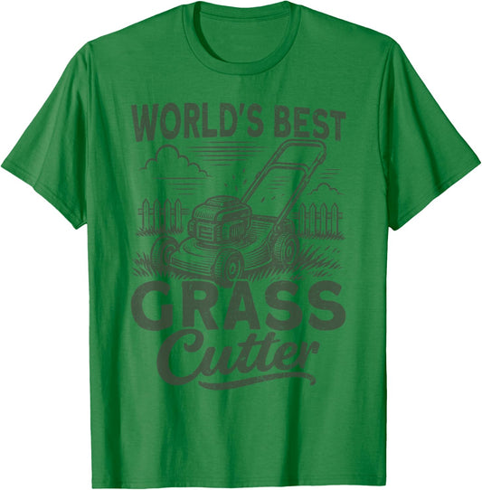 Worlds Best Grass Cutter Lawn Mower Gardening T-Shirt - T-Shirt | Irish Green
