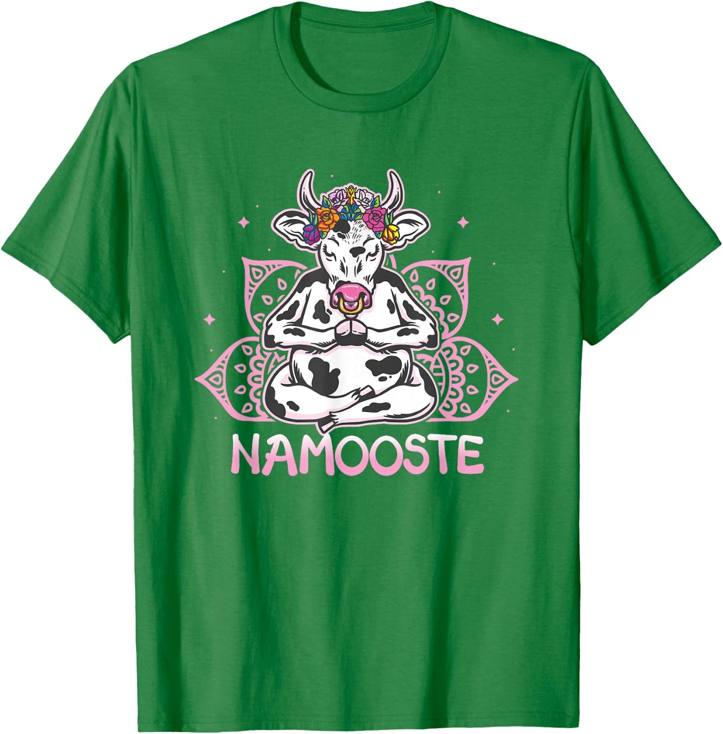 Namooste Meditating Cow Yoga Meditation Namaste T-Shirt - T-Shirt | Irish Green