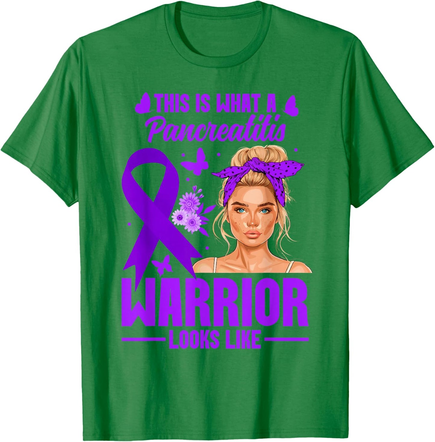 Pancreatitis Awareness Women Warrior Pancreatitis T-Shirt - T-Shirt | Irish Green