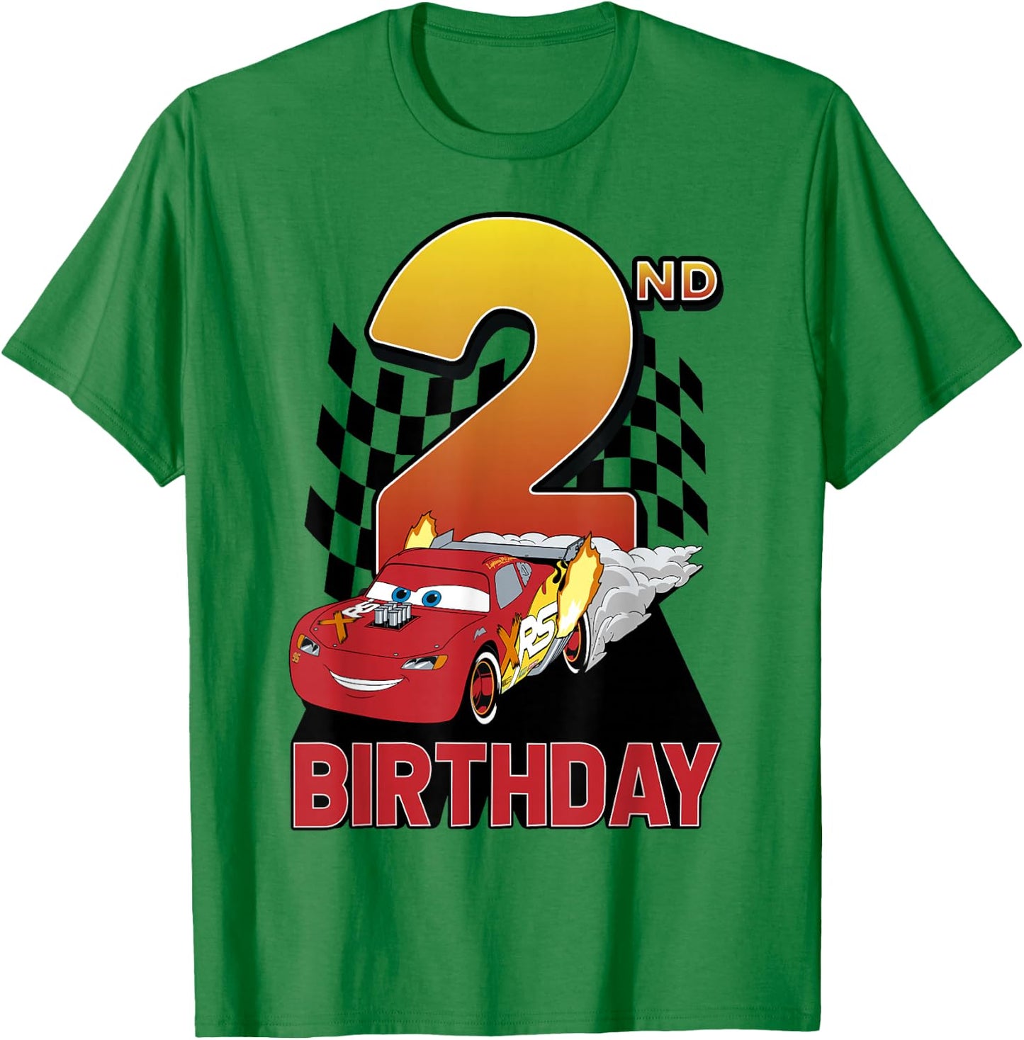 Disney Pixar Cars Lightning McQueen 2nd Birthday Peel Out Small T-Shirt - T-Shirt | Irish Green