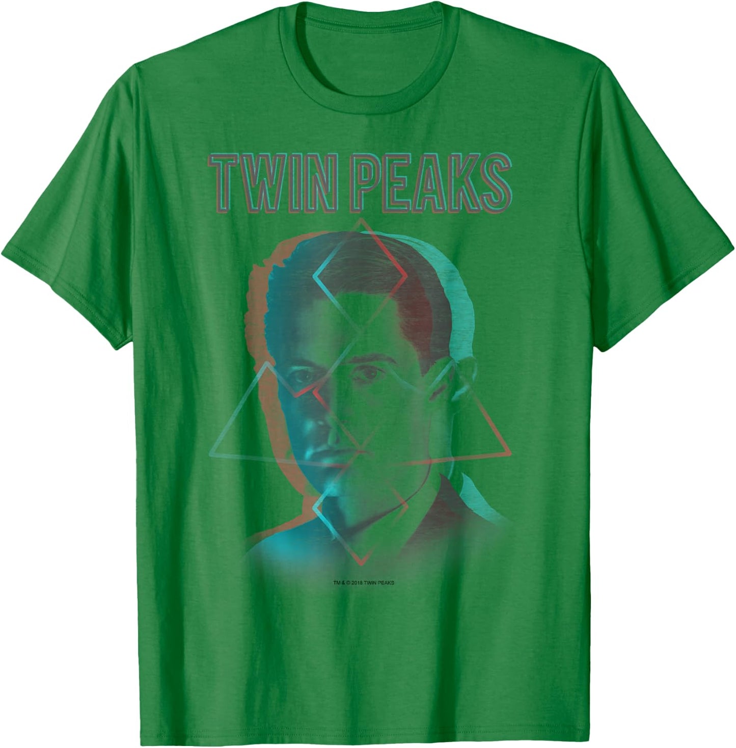 Twin Peaks Agent Cooper Headshot 3 Triangles Graphic T-Shirt - T-Shirt | Irish Green