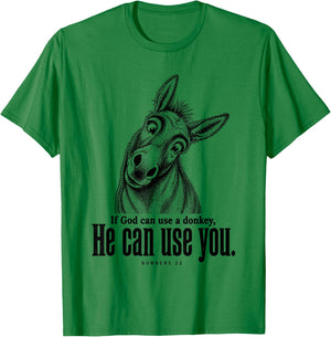 If God Can Use A Donkey He Can Use You Christian Meme T-Shirt - T-Shirt | Irish Green