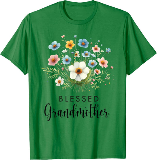 Blessed Grandmother Cute Floral Women For Nana Mother's Day T-Shirt - T-Shirt | Irish Green