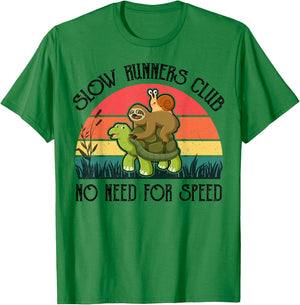 Funny Lazy Sloth Shirt Snail Riding Turtle Slow Runners Club T-Shirt - T-Shirt | Irish Green