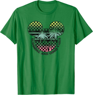 Disney Mickey Classic Mickey Sunshine & Good Vibes Tropical T-Shirt - T-Shirt | Irish Green