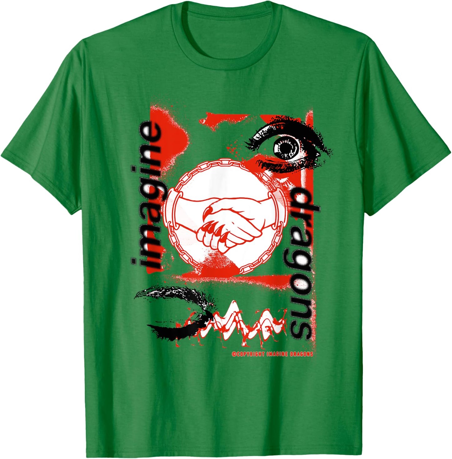 Official Imagine Dragons Handshake White T-Shirt - T-Shirt | Irish Green