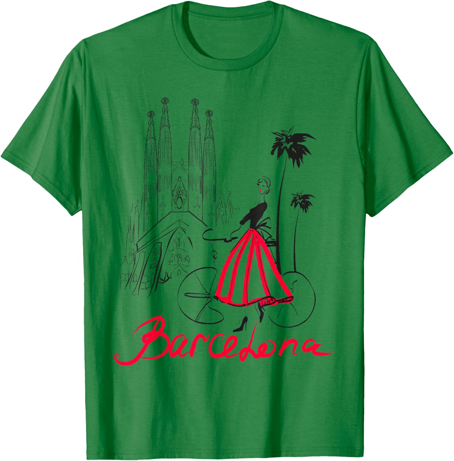 Barcelona Woman , Woman Shirt, Barcelona T-Shirt - T-Shirt | Irish Green