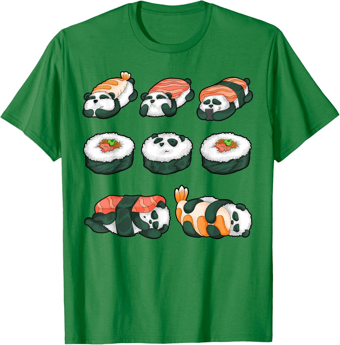 Panda Sushi Hug Shirt Cute Animal Maki Lover Funny Food Gift T-Shirt - T-Shirt | Irish Green